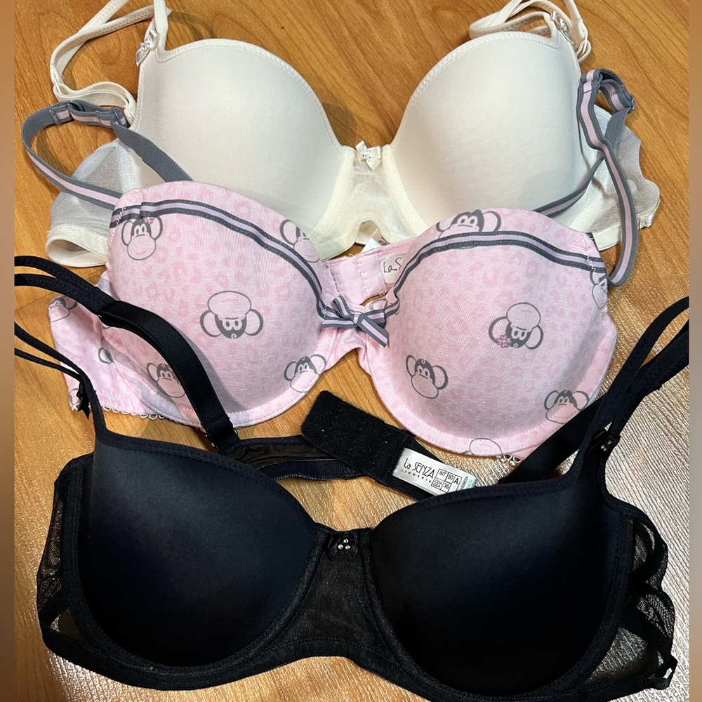 La SENZA Cream and Pink Bra Elegant Intimates